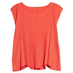 Pleats Please Issey Miyake Giocoso Sleeveless Top Vermillion Orange Size 3